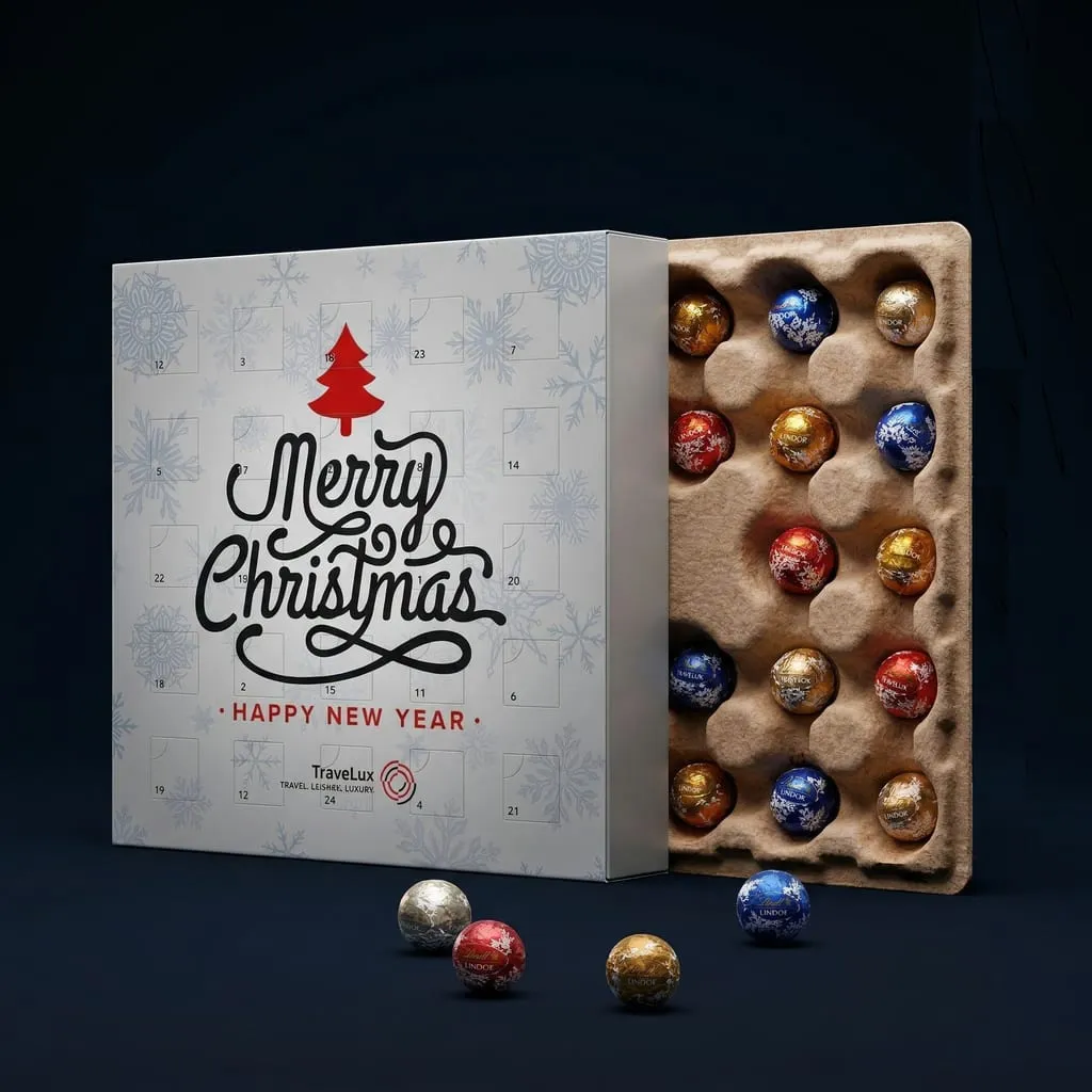 Insert papier calendrier avent pralines papier recycle ScaPAP alimentaire recyclable — Scafa Thermoforming